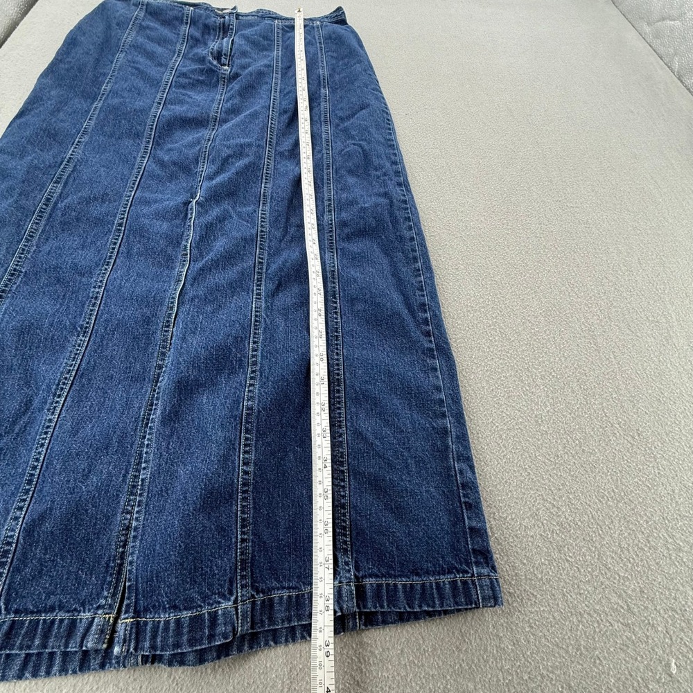 Vintage Denim Blue Jean A Line Maxi Skirt Women Size 14T / Tall - Picture 3 of 10